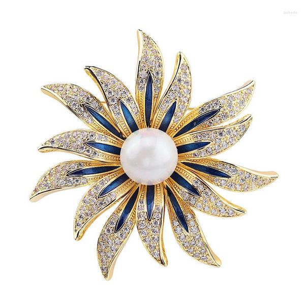 Spille Spilla di lusso di alta qualità con girasole Spilla Accessori per indumenti Regalo di compleanno per le donne Broche in pietra del Reno Luxe