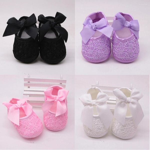 Primi camminatori Cute Baby Girl Scarpe da battesimo Suola morbida Bowknot Princess Dress Antiscivolo Comodo Prewalker infantile 0-12 mesi