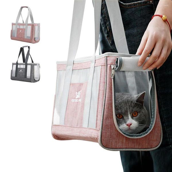 Transportadoras de gatos transportador de bolsa respirável portátil de grande capacidade gatinho viagens ao ar livre para cães pequenos gatos chihuahua