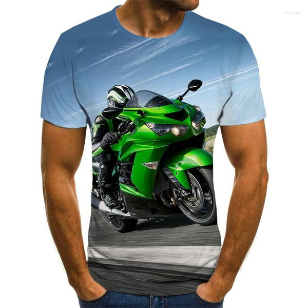 Erkek Tişörtleri 2023 Serin yarış sürücüsü T-Shirt Yaz Moda Üstleri Motosiklet Grafik 3D Punk Stil Erkekler Artı Boyut Sokak Giyin