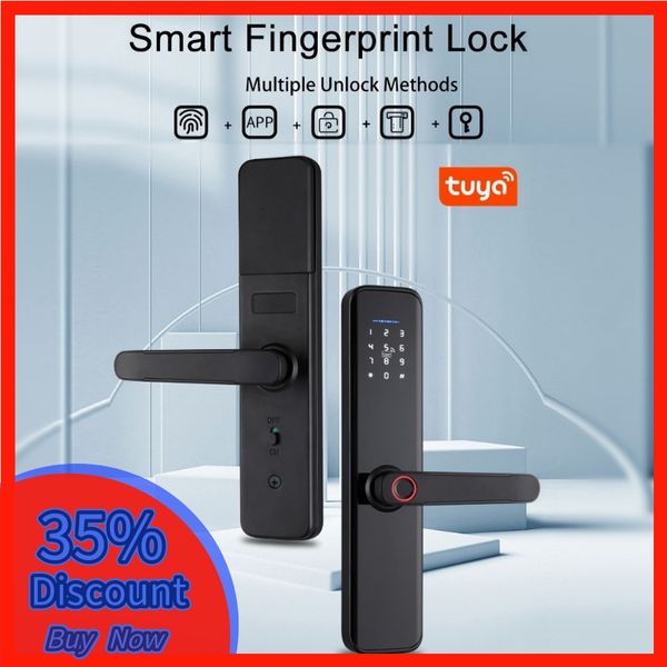 Tuya Fingerprint Door Lock ElectronicLock Con impronta digitale biometrica / Smart Card / Password / Sblocco chiave / Carica di emergenza USB