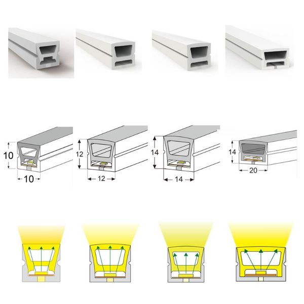 Tiras SK6812 WS2815 2835 RGB LED TUBO DE TUBO DE SILICONE LED LED LIGHT LUZ FLEXIBLE SOFT LAMP