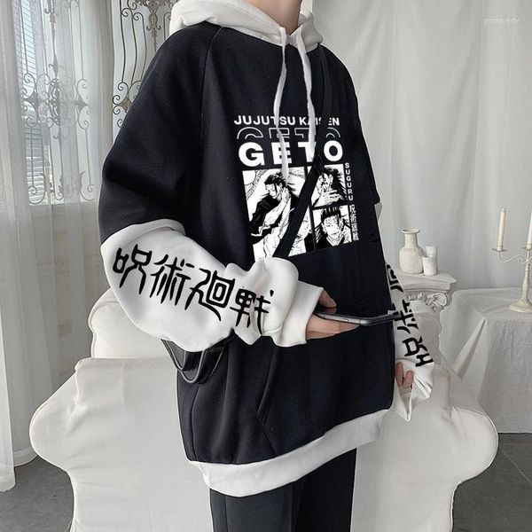 Felpe con cappuccio da uomo Felpe Harajuku Manga Jujutsu Kaisen Geto Suguru Anime Felpa con cappuccio Abbigliamento Manica lunga Moda coreana Hip Hop Oversize Patc