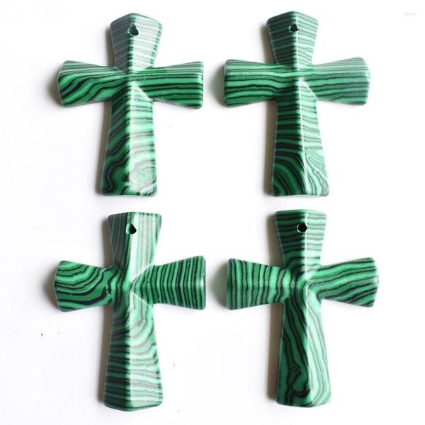 Подвесные ожерелья 2023 Мода Продажа малахитовых камней Крест подвески очарования