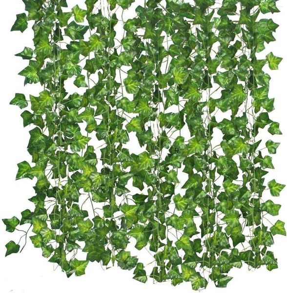 Flores decorativas Videiras artificiais 83 pés (12pcs) Folhas de hera falsa pendurado Garland Vine Plant for Garden Wedding Party Home Wall Home Wall