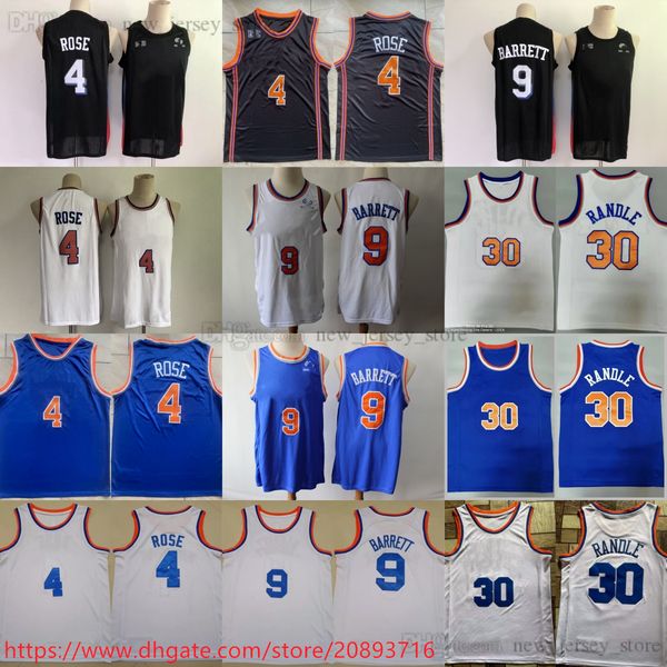 Homem Mulheres Juventude Novo Basquete 4 Derrick 9 RJ Rose Barrett Jersey Ed XS-6XL com 6 Patch 30 Julius Randle Jerseys Black City Retro Azul