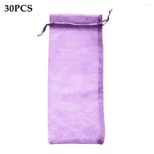 Confezione regalo 30 pezzi Borsa per vino Organza Home Trasparente Fine Mesh Party Champagne Coulisse Design Pouch Bottle Cover Packaging Wrapping