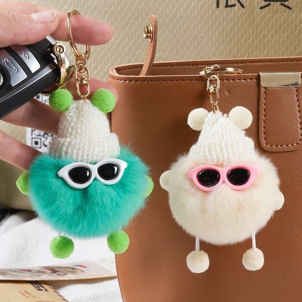 Portachiavi Cordini Borse affascinante piccola palla di carbone Rex palla di pelo di coniglio portachiavi auto anello accessori simpatico cartone animato brutto simpatico elfo bambola di peluche borsa pendente bambola come regalo