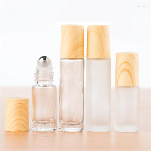 Depolama Şişeleri 10/20/30pcs 5ml 10ml Cam Esense Yağ Şişesi Çelik bilyalı Taşınabilir Parfum Konumlu Dudak Balmları Silindir Topları