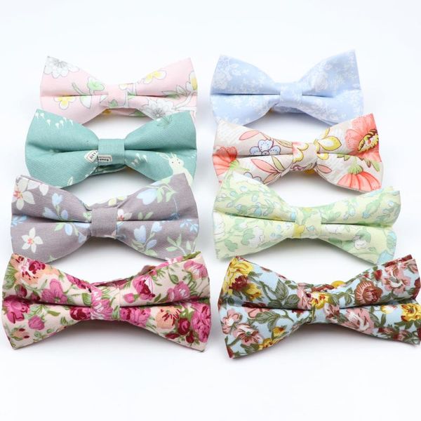 Fliegen Mode Floral Baumwolle Druck Bowtie Krawatten Für Männer Hochzeit Bräutigam Anzug Casual Smoking Geschenk Krawatte Hemd Zubehör