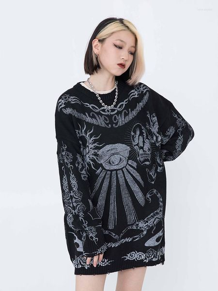 Maglioni da donna Harajuku Vintage Skull Anime Maglione lavorato a maglia Uomo Inverno Oversize Uomo Rock Hip Hop Rap Pullover Donna Maglione Z200