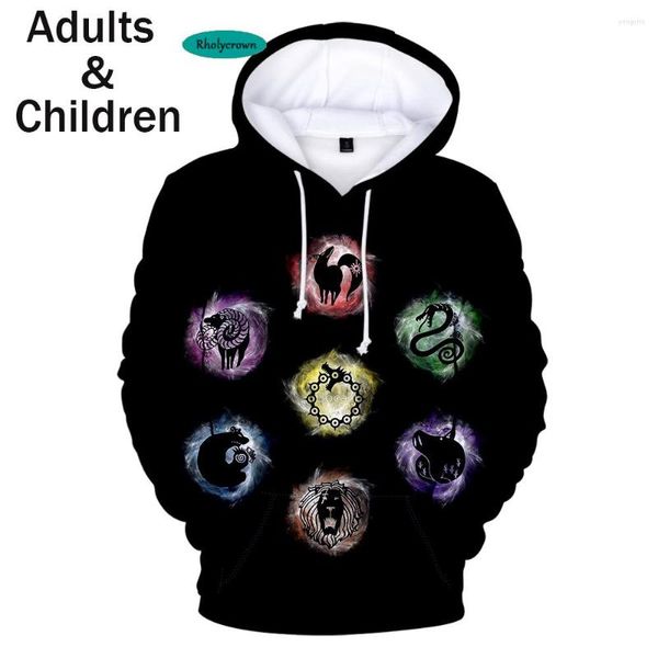 Herren Hoodies Geeignet Schwarz Mit Kapuze 3D Die Sieben Todsünden Männer Frauen Sweatshirts Mode Herbst Kinder Hoodie Jungen Mädchen Pullover