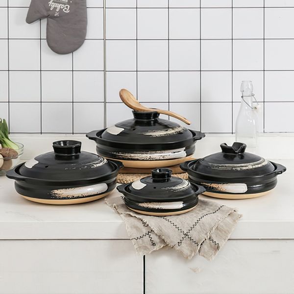 Sopa Bolice Pots 1 PCs Cassela de cerâmica japonês estilo japonês preto pequeno panela de argila home cozinha panela de cozinha suprimentos de cozinha 230311