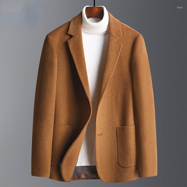 Abiti da uomo abito da uomo abito di alta qualità cashmere autunno e inverno spessa tendenza di lana slim wool giacca cappotto