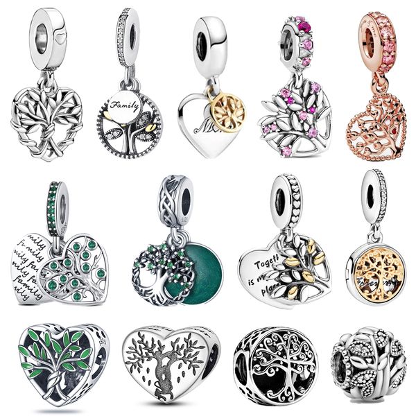 925 Silver Fit Pandora Original Charms Diy подвесные женские браслеты бусины цветочный дерево яблочный кулон Diy Charms Hot