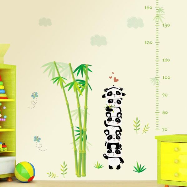 Adesivos de parede adorável panda bambu medir medidor de altura jardim de infância decoração de garoto decoração infantil régua estadiômetro