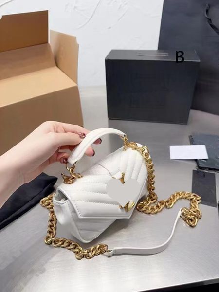 Lüks çanta omuz çantası markası loulou y şekilli tasarımcı dikiş deri bayanlar metal zinciri yüksek kaliteli kapaklı messenger hediye kutusu toptan 33333