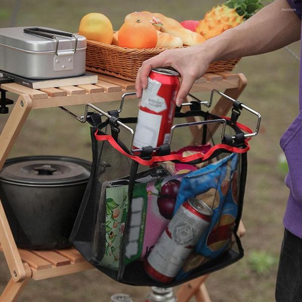 Borse portaoggetti Rete da tavolo pieghevole Borsa da scaffale portatile Rete per picnic Griglia da campeggio per barbecue da cucina all'aperto