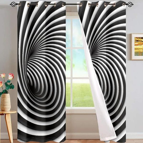 Perde Modern Ev Dekorasyonu Yaşayan Karartma Perdeleri Siyah ve Beyaz Vorteks Görsel Destek Tasarım Bir Yatak Odası 2 PCS