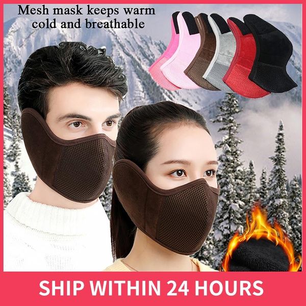 Partymasken Winter Warme Gesichtsmaske mit Atemfilter Wiederverwendbare Mundabdeckung Waschbare Thermo-Ohrabdeckungen aus Baumwolle
