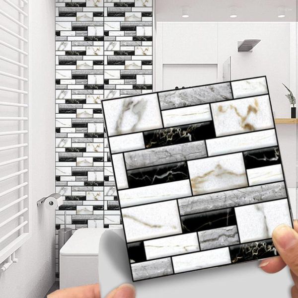 Adesivi da parete Adesivo 3D impermeabile Carta da parati a forte viscosità utilizzata per la decorazione Soluzione di bagno Toilette Spogliatoio Lavanderia