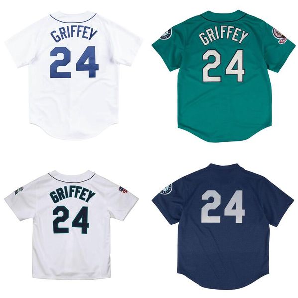 Costurado Baseball Jerseys 24 Ken Griffey Jr 1989 1995 1997 Homens Mulheres Juventude S-4XL Classics Retro Jersey