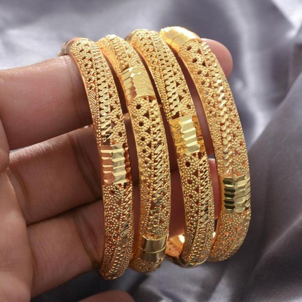 Bangle Wando Africa Bangles for Women / Girl Gold Color Dubai Dubai Jóias do Oriente Médio Bracelets Mom