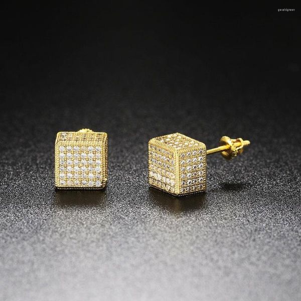 Orecchini a bottone Punk per le donne Iced Out Zircon Cube Piercing Orecchini Hip Hop Gioielli in cristallo Hippie Moda Uomo Accessori OHE109