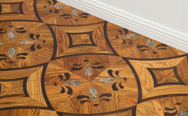 Kosso Bodenbelag Parquet Medaillon Holzböden Home Dekoration Holz Inlay Paneele Geometrische Perlen Haushaltsgedeckte Wandkunstdekoration Marquetry Teppich