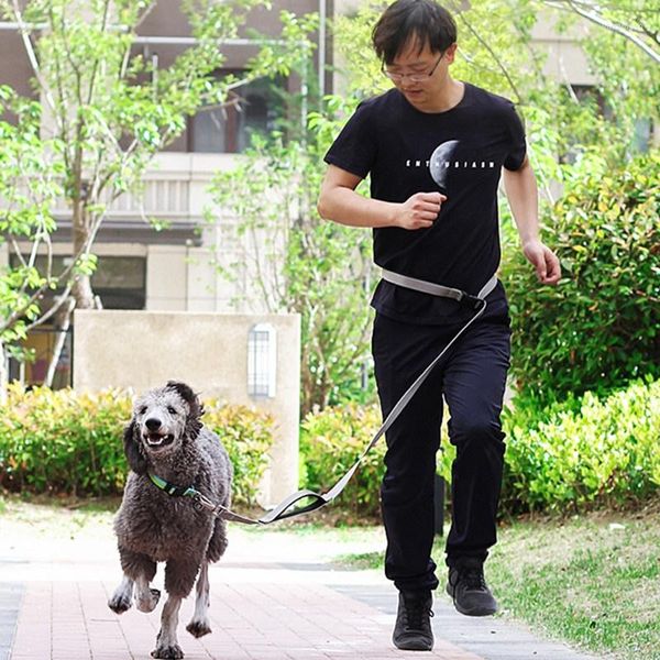 Colarinho de cachorro coleira de mãos de trelocolas grátis para cães andando multifuncional corrida dupla maçaneta walker cinturão 1.8m