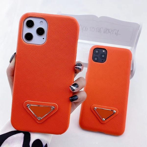 iPhone 11 Pro Max Case Tasarımcı Cep Telefon Kılıfları Apple 14 Plus 13 12 XR XS Lüks PU Deri Arka Kapak Fundas de lujo para celüler Velvet Astar Gialla Pelle Orange