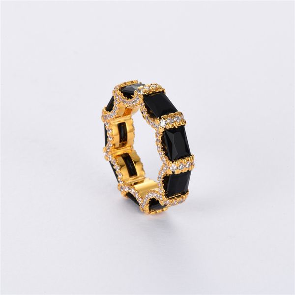 Anello con diamanti in oro 18 carati placcato in ottone vintage di alta qualità Design di nicchia alla moda Personalità della moda Luce Lusso Uomo / Donna