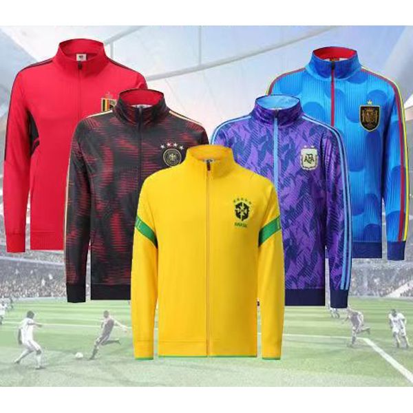 Chándales para hombre, ropa de entrenamiento cálida, Brasil, Argentina, Portugal, Europa, cremallera completa, traje deportivo de manga larga, camisa para correr