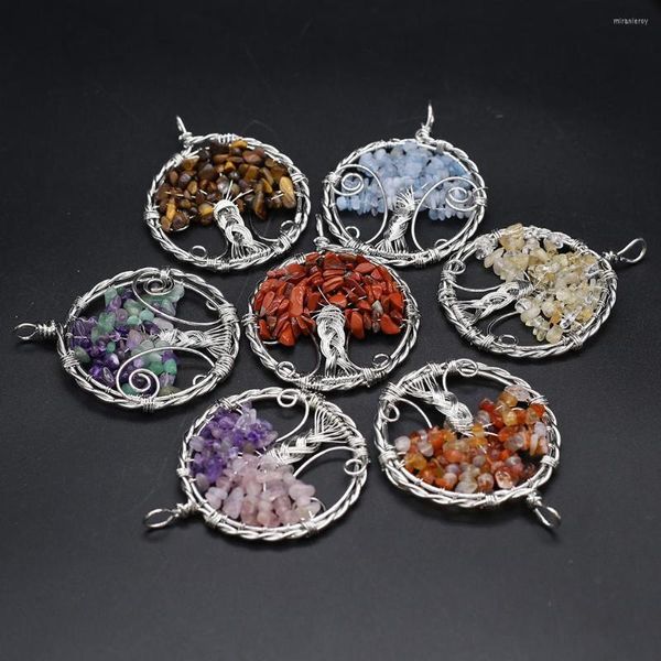 Anhänger Halsketten Baum des Lebens natürlichen Kristallstein Charms Agts Quarz für die Herstellung von DIY Halskette Armband Zubehör