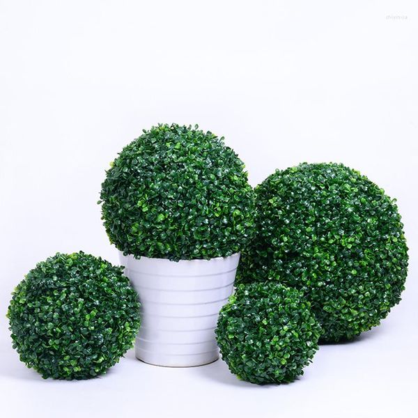 Flores decorativas Bola de grama verde Ball planta artificial Milão plástico boxwood eucalipto festa de casamento decoração ao ar livre bonsai