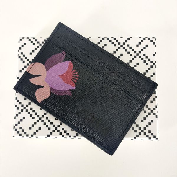 Moda kadın banka tasarımcı kartı sahibi manolya çiçek ve sinek kuşu gerçek gerçek deri dokulu kredi lüks kart sahibi mini cüzdan kutu