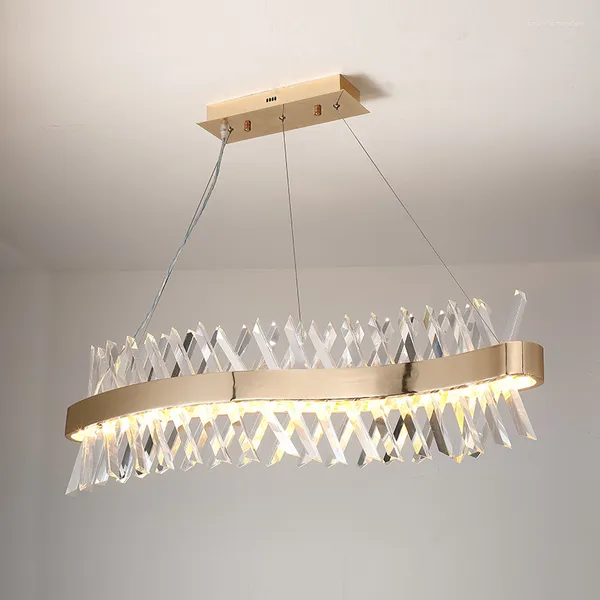 Lâmpadas pendentes Design de onda Lâmpada de cristal longa lustre LED AC110V 220V LIVER