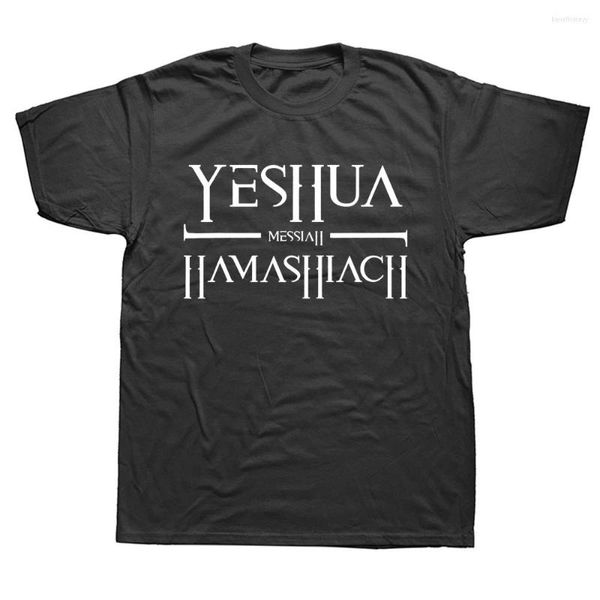 Magliette da uomo Divertenti Yeshua Messiah Messianic Graphic Cotton Streetwear Manica corta Regali di compleanno T-shirt da preghiera di Gesù Dio Uomo