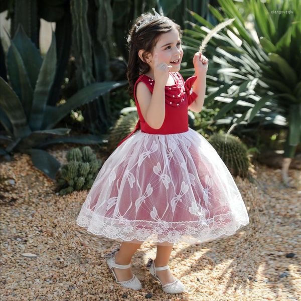 Abiti da ragazza Ragazze Battesimo Abbigliamento di lusso per bambini Abito estivo Nato Abito da doccia 2023 Eleganti abiti in tulle Prima festa di compleanno Costume