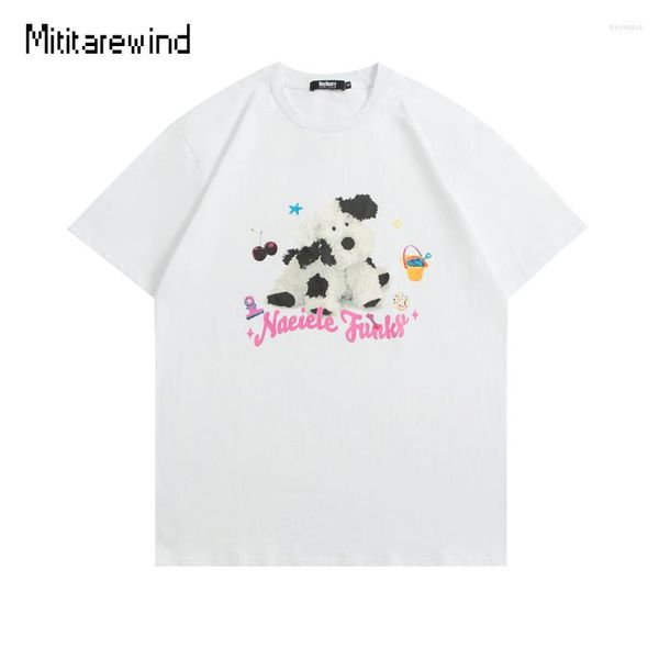 Camisetas de camisetas masculinas Camisa branca preta Cão de moda estampada de manga curta Casal de grandes dimensões Harajuku unissex Tops Tees