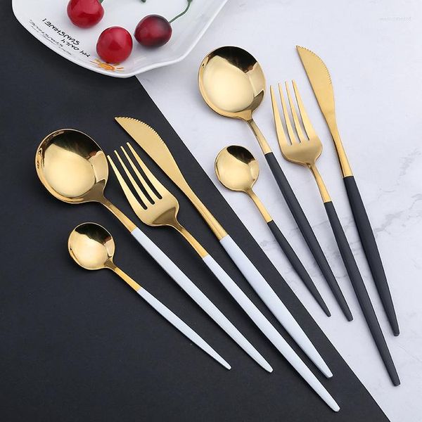 Set di stoviglie Stoviglie per la casa Utensili portatili per accessori da cucina Pentole da campeggio di lusso Set di cucchiai e forchette da esterno Regalo per bistecca