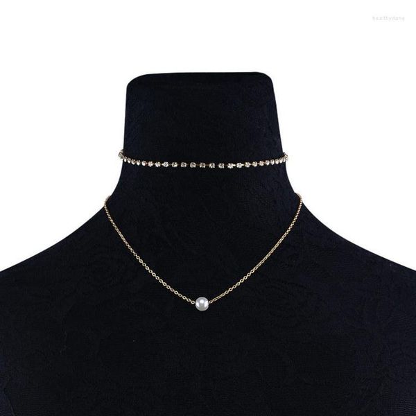 Jóias femininas Multilayer Simple S Pearl Made Diamond Fashion Colar