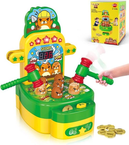 Novità Giochi Colpisci Gioco Talpa Giocattolo Mini gioco arcade elettronico con 2 martelli Giocattoli martellanti Giocattoli per bambini Giocattolo interattivo per lo sviluppo 230311