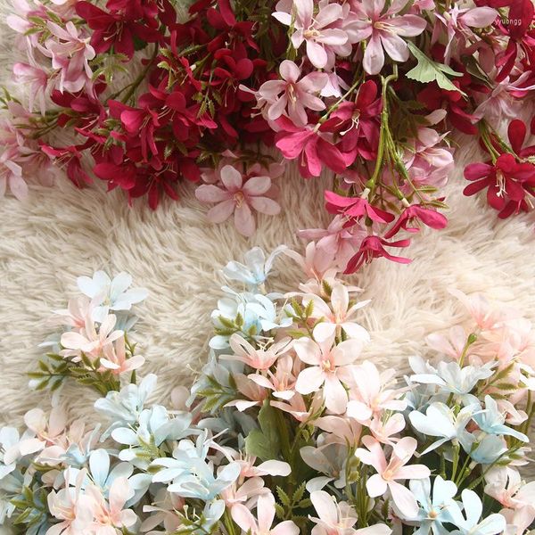 Декоративные цветы 1pc freesia танцующая лади симуляция пластиковые растения дома украшение свадебной держатель бокет искусственный цветок