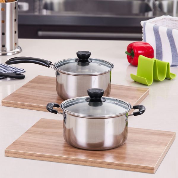 Suppe Stock Pots 18 cm Edelstahl Doppelgriff Nichtmagnetisches Kochen Mehrzweckkochgeschirr Nicht -Stall -Pan Allgemeiner Gebrauch 230311