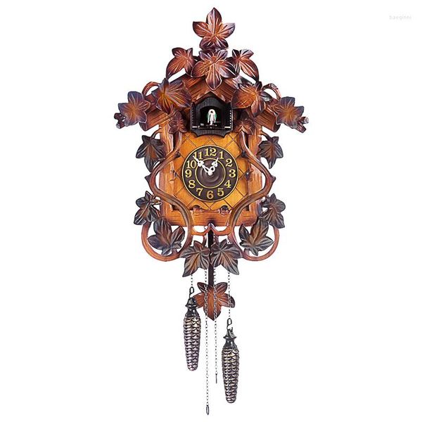 Relógios de parede clássicos Cuco de luxo clássico vintage de madeira exclusiva de madeira grande sala de estar decorativa zegar scienny