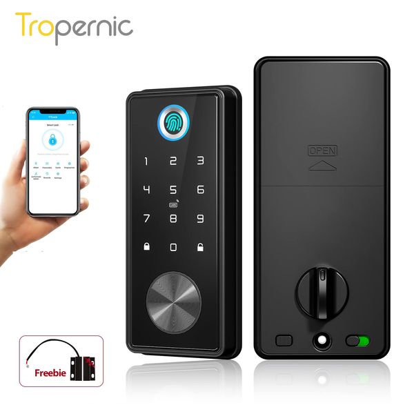 Serrature per porte Serrature a catenaccio intelligenti Entrata Porta d'ingresso Ttlock Tuya App Wifi Keyless Tastiera per impronte digitali Serratura digitale Bluetooth per casa Appartamento 230311