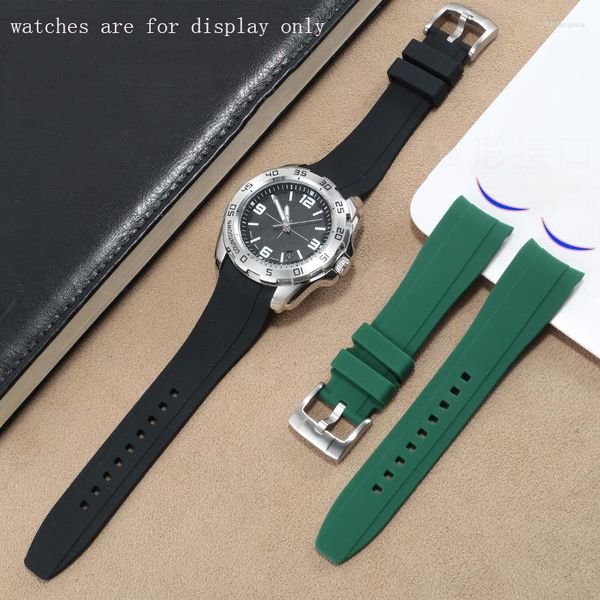 Assista Bandas Interface Soft ARC Silicone WatchBand 18 20 22mm Tira de borracha à prova d'água para a marca feminina Brand Universal Bracelet Green Green