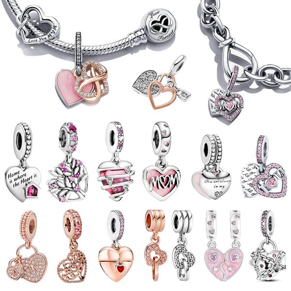 925 Silber Fit Pandora Original Charms DIY Anhänger Frauen Armbänder Perlen Liebe Anhänger Perlen Paar Liebe Charm