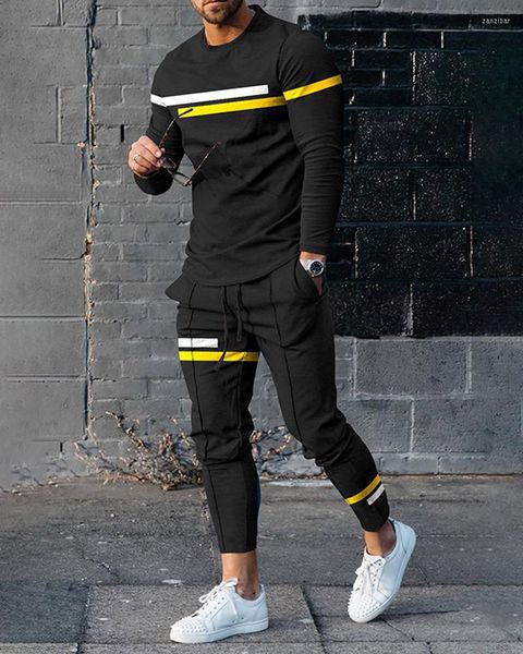 Testros masculinos 2023 Men's 2 peças Conjunto de calças TROURSUST RUTHSUIT 3D Autumn Joggers de manga longa Camiseta Casual Street Sport